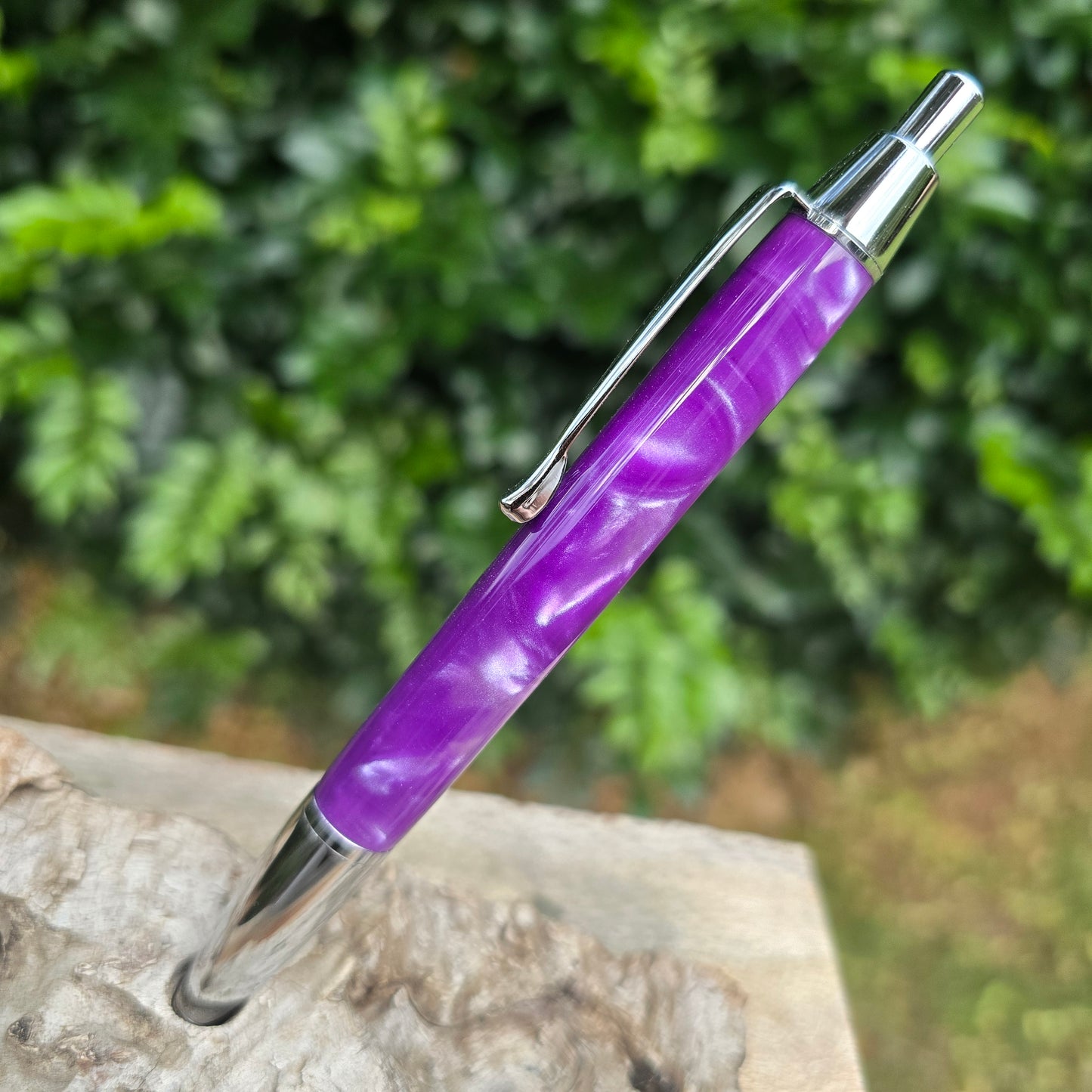 Acrylic Devin Click Pen with Silver Trim