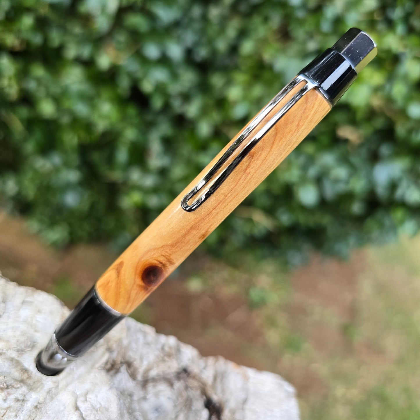 Cypress Pine Ashton Click Style Pen with Etched Metal Trim
