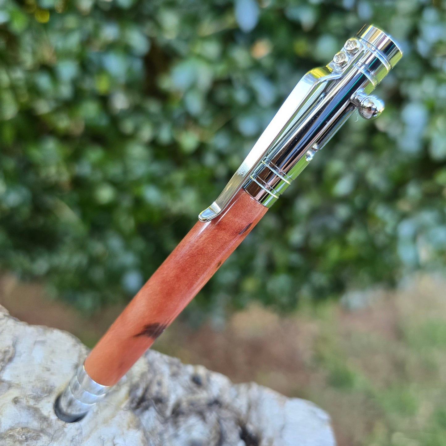 Tiger Myrtle Bolster Style Pen with Silver Trim