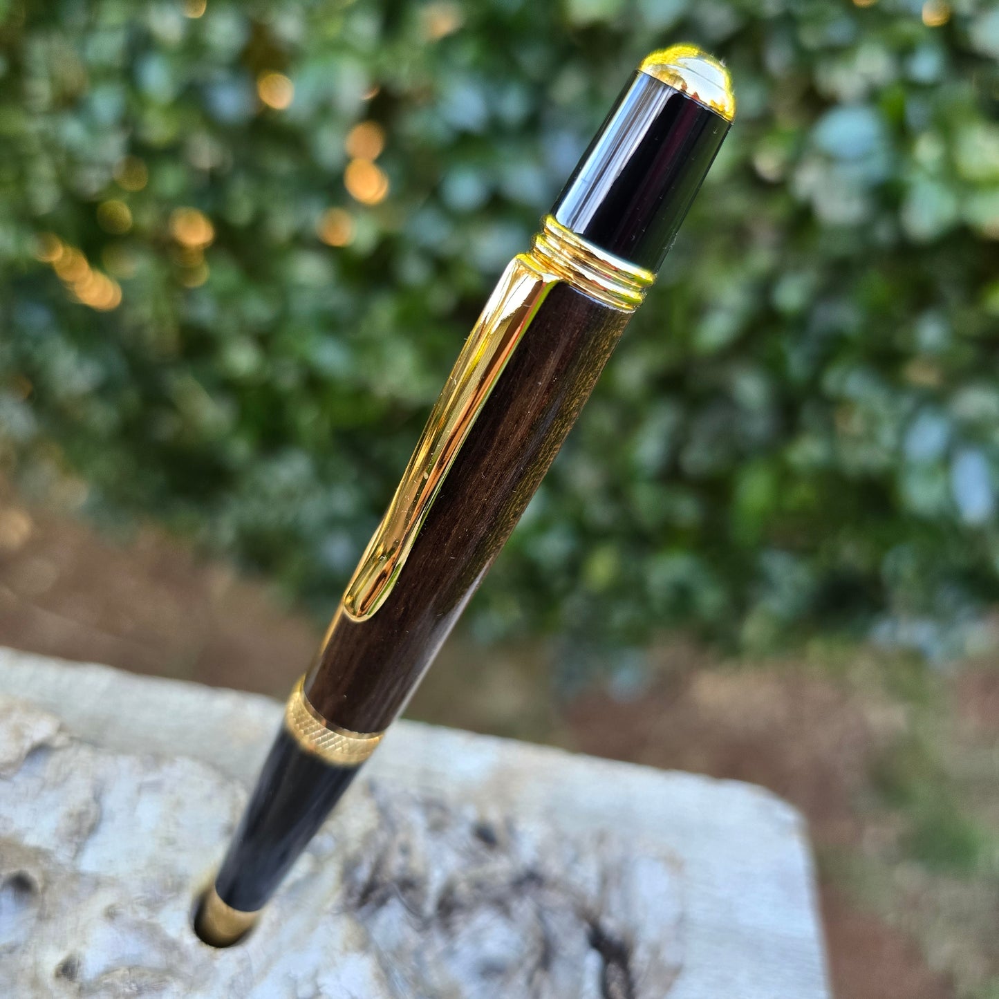 Black Walnut Sierra Style Twist Pen with Gold Trim
