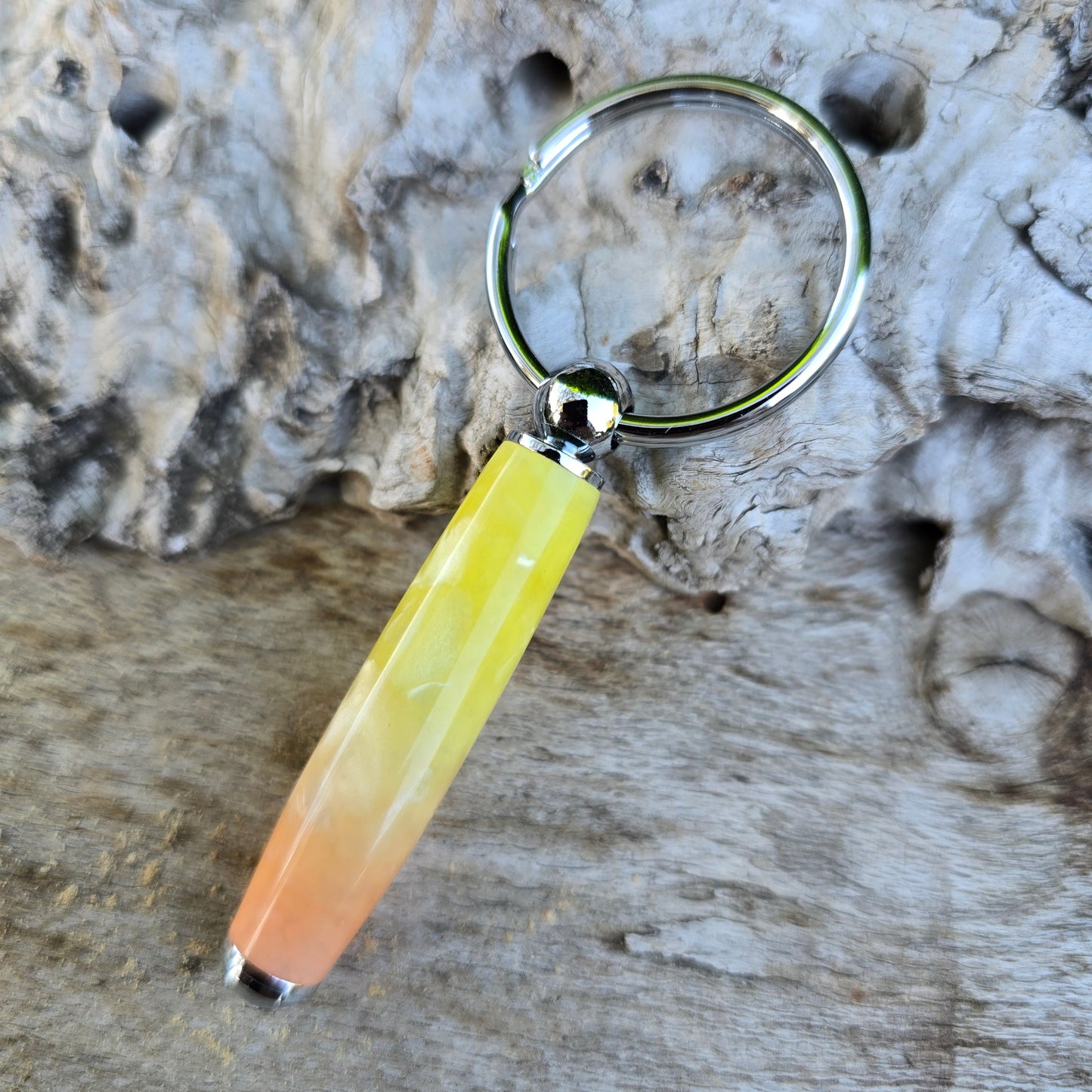 Ice Crush Acrylic Resin Key Charm with Silver Trim