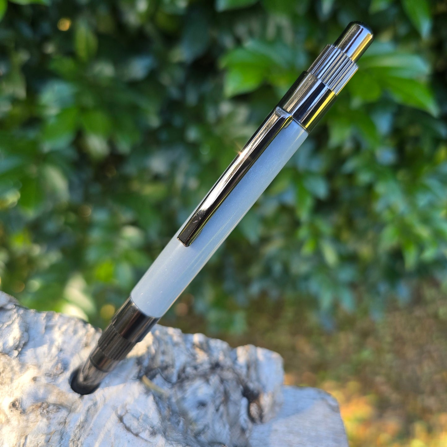 Grey Diamond Cast Axel Click Style Pen with Etched Metal Trim