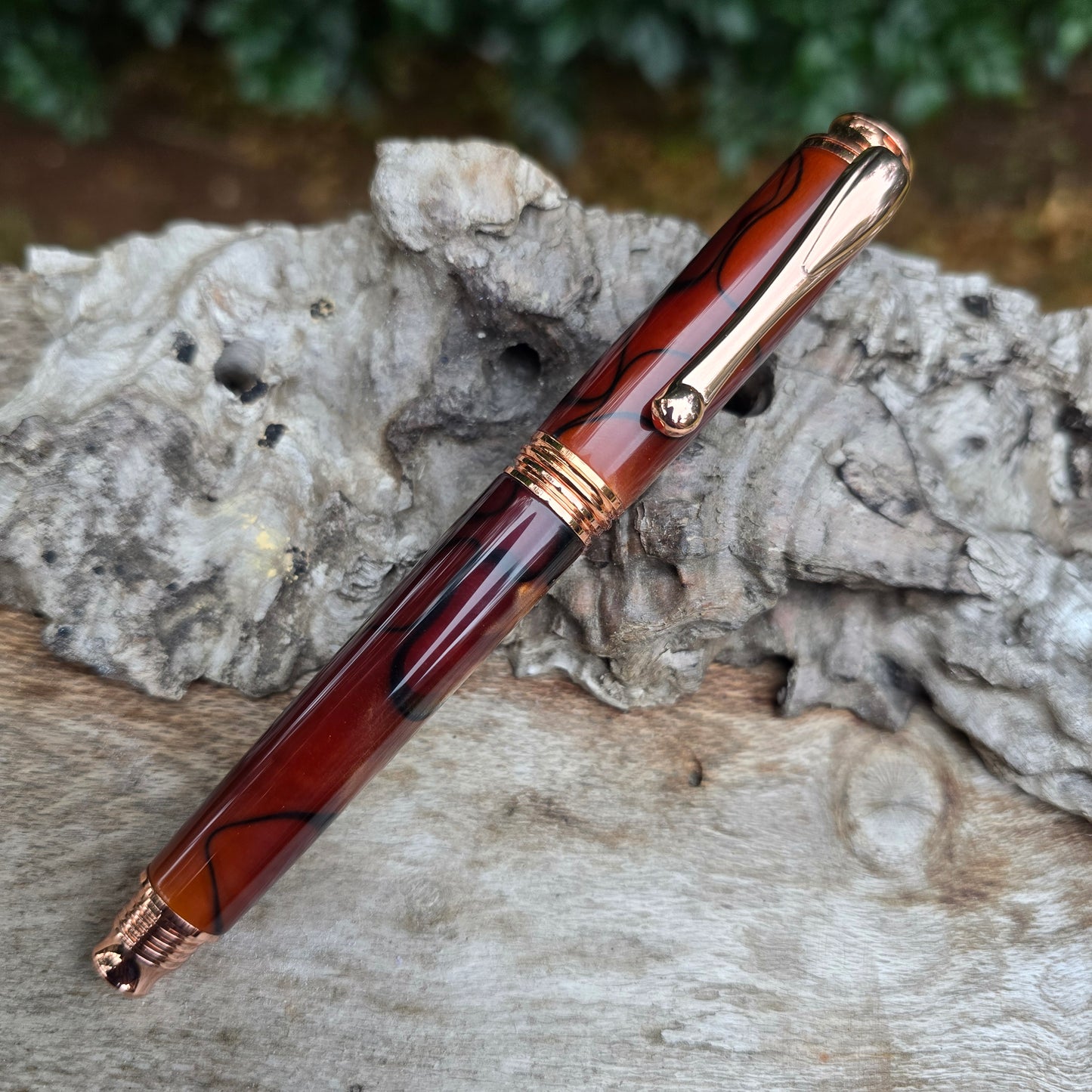 Acrylic Stromberg Rollerball OR Fountain Pen with Copper Trim