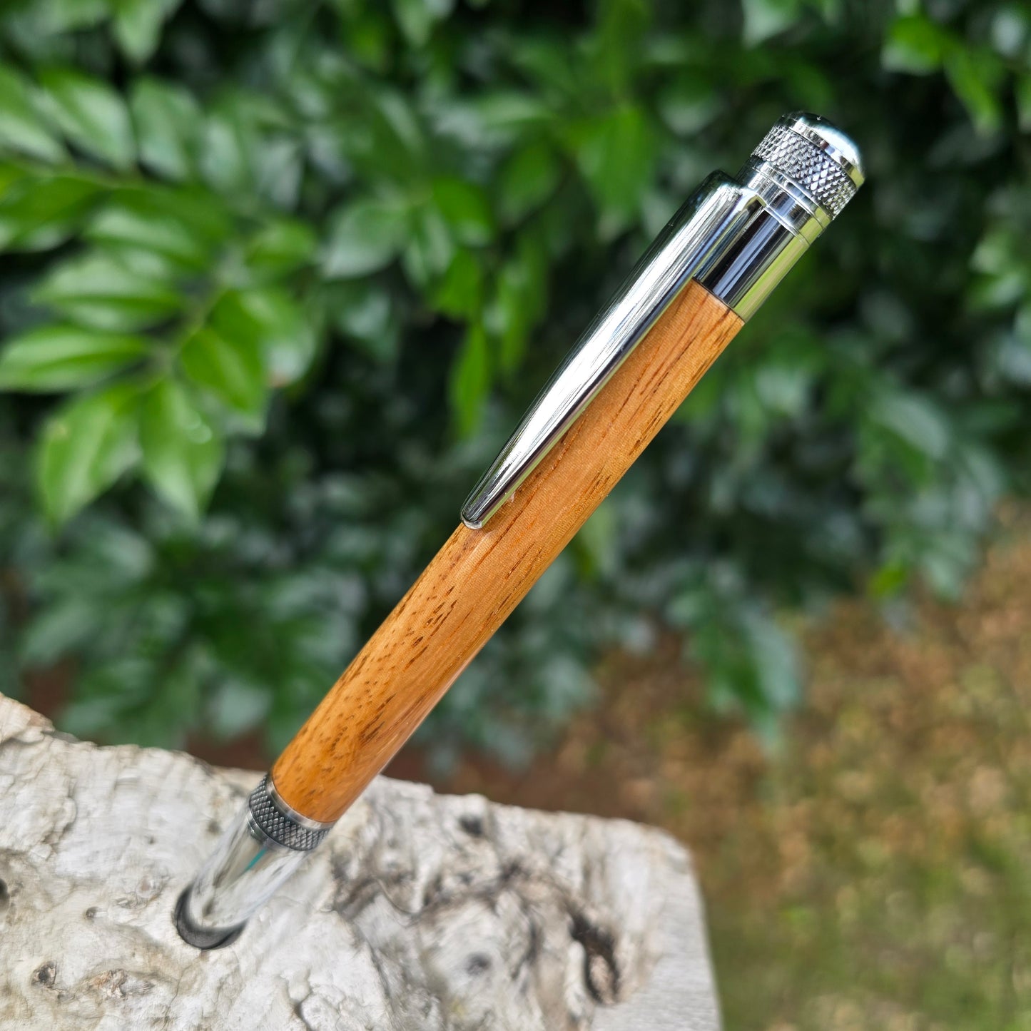 PNG Rosewood Cortona Twist Style Pen with Silver Trim