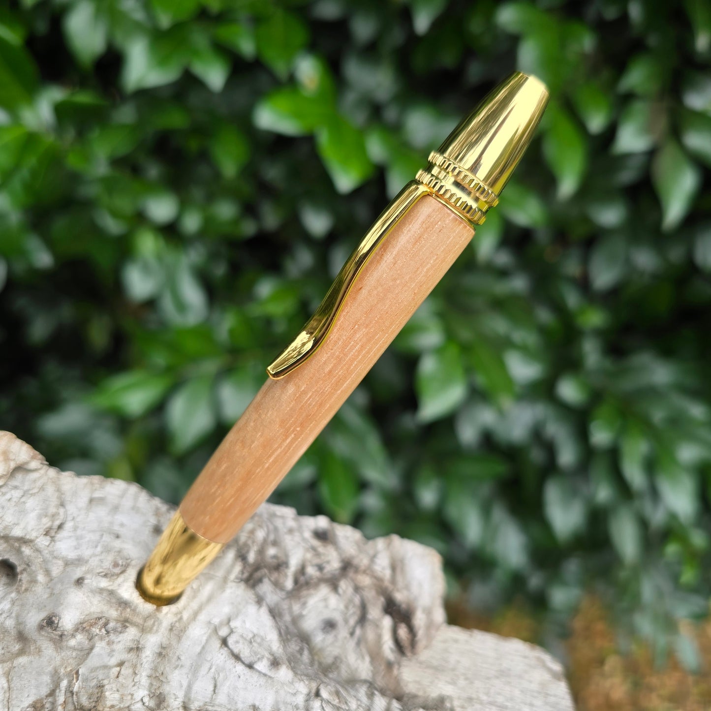 Tasmanian Oak Polaris Twist Style Pen with Gold Trim