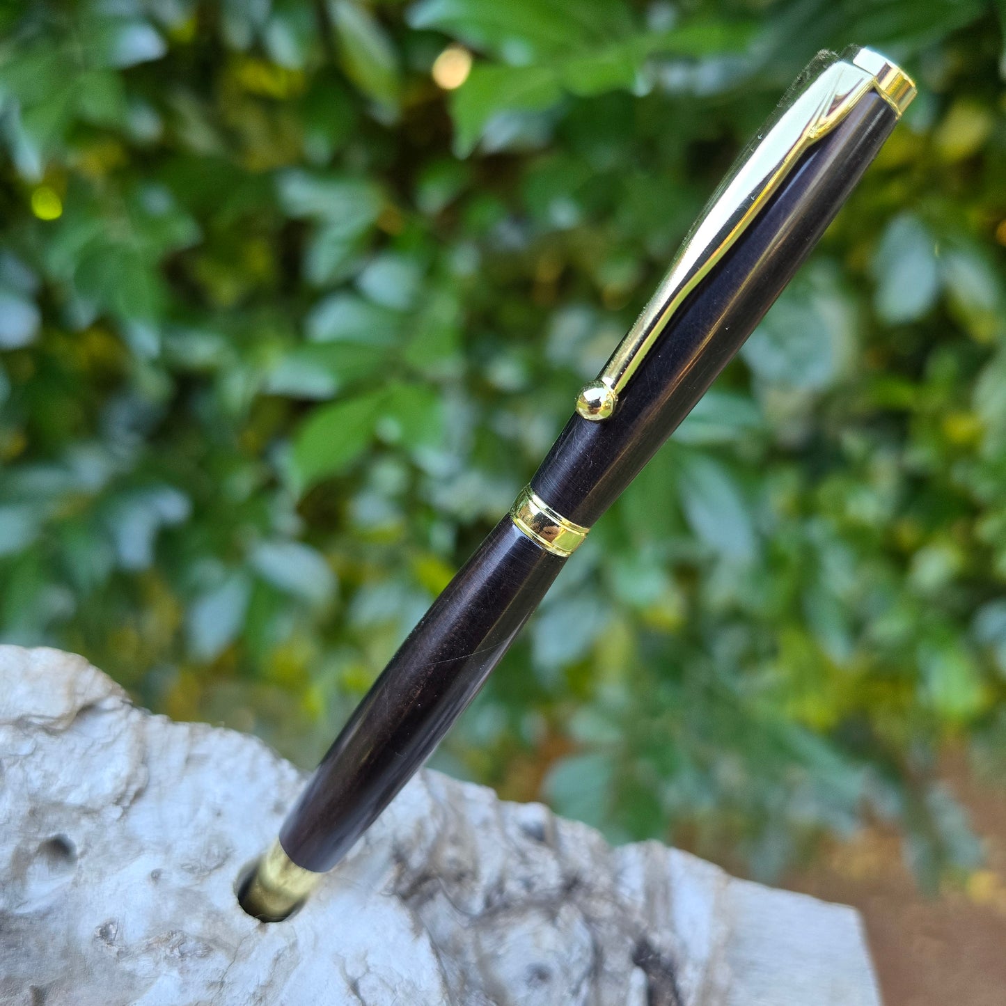 African Blackwood Slimline Twist Style Pen with Gold Trim