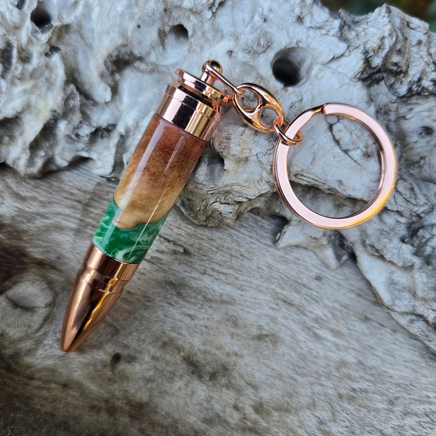 Hybrid Epoxy Thunder Style Keyring Pen with Copper Trim