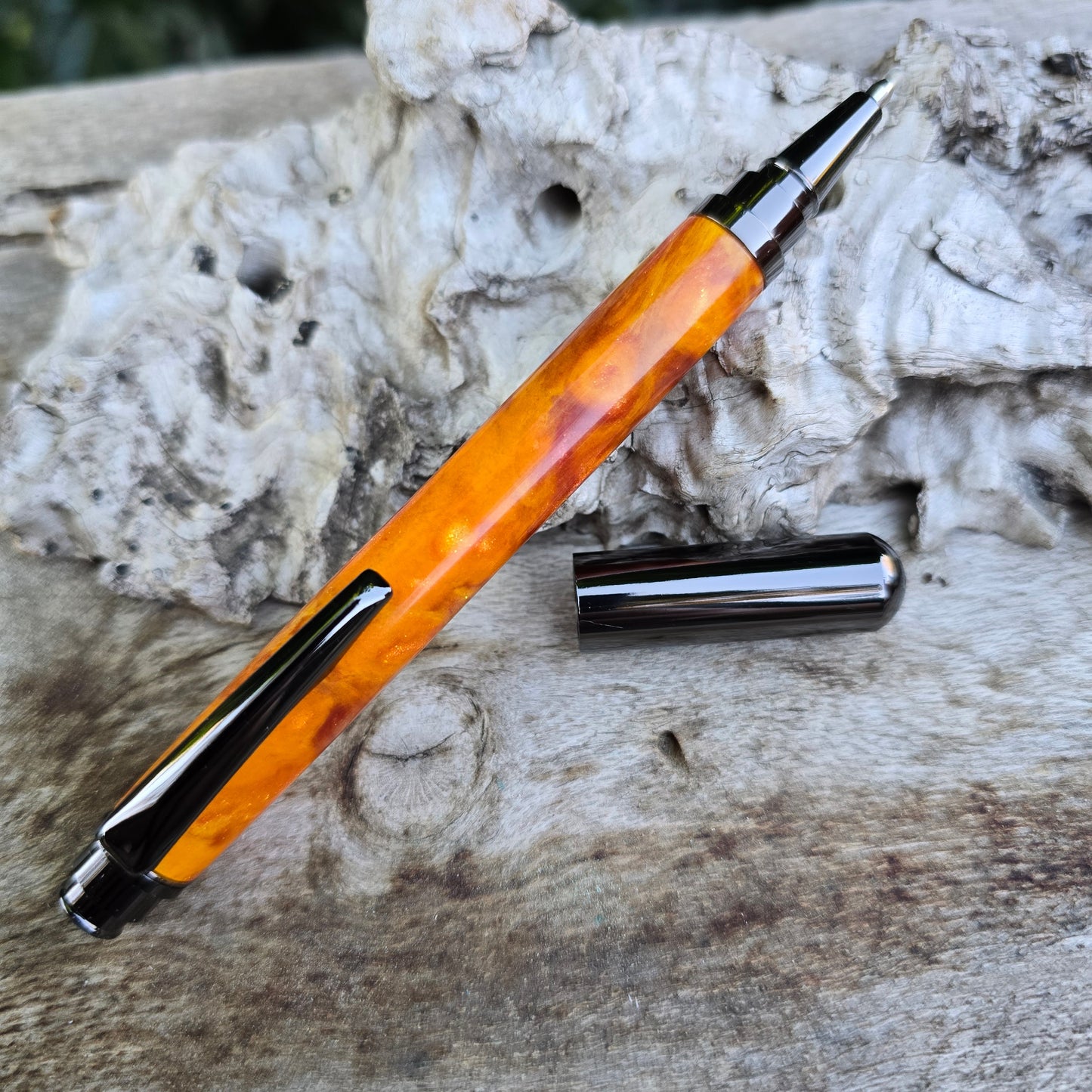 Epoxy Resin Chester Rollerball Pen with Etched Metal Trim