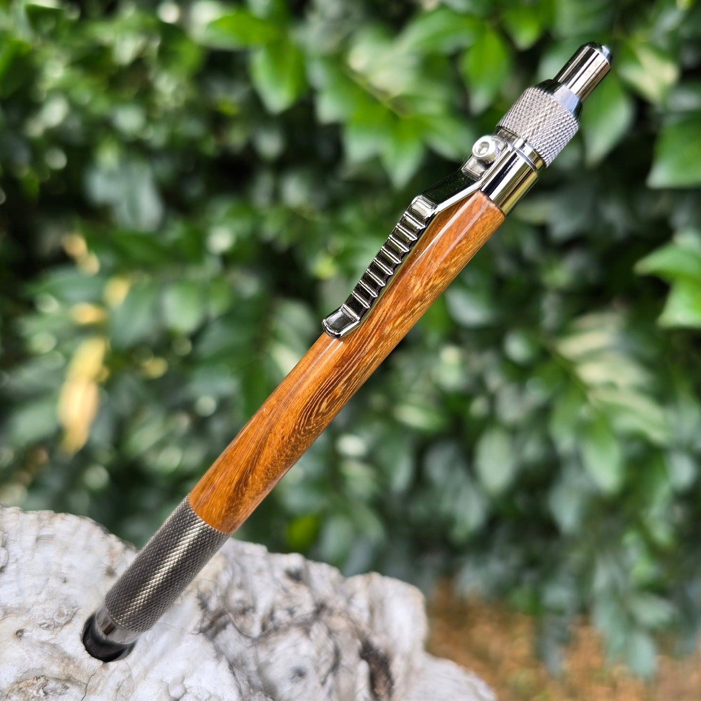 Mukwa Anvil Click Style Pen with Etched Metal Trim