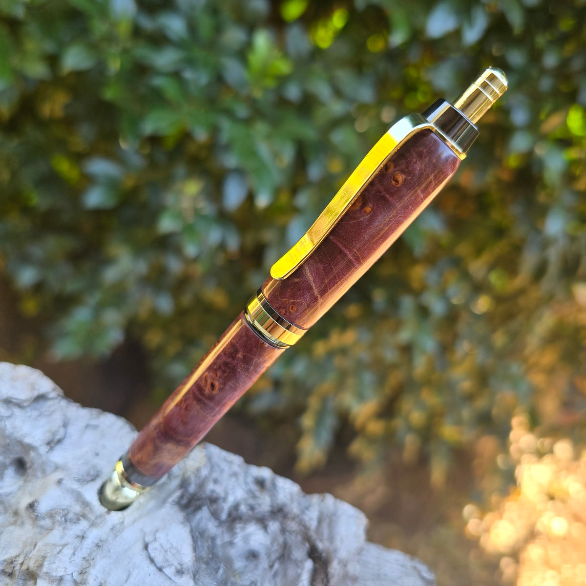 Dyed Timber Cuban Click Style Pen with Gold Trim