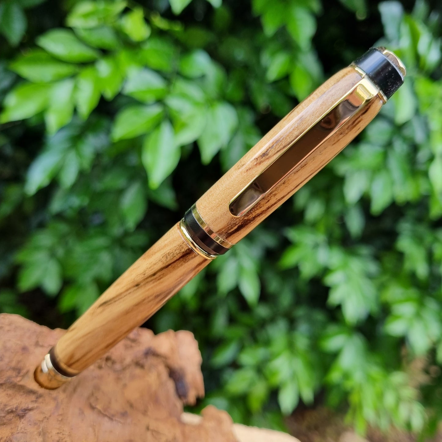 Spalted Tasmanian Sassafras Cuban Pen Gold Trim