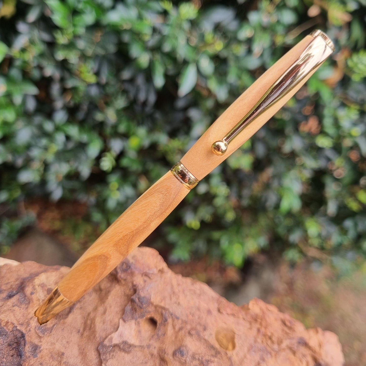 Slimline Olive Wood Gold Trim