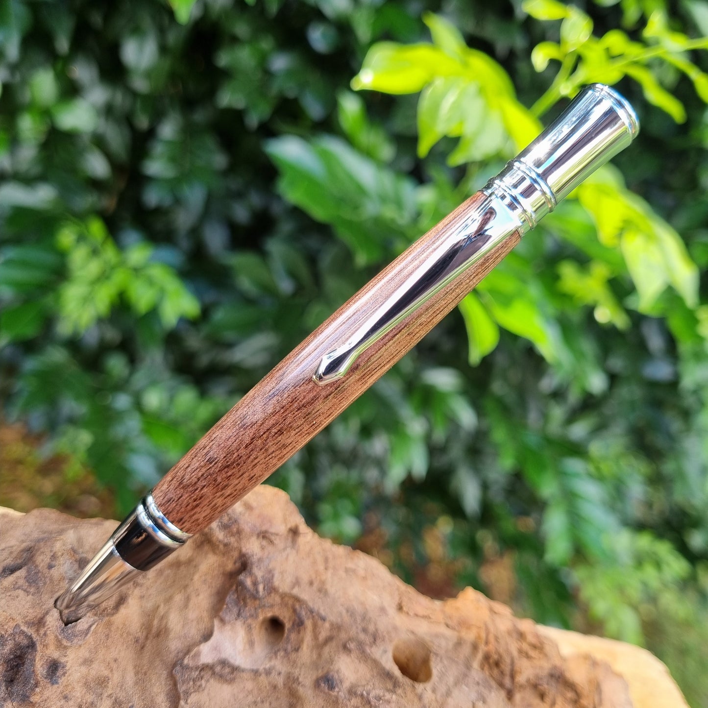 Black Walnut Executive Style Pen Silver Trim