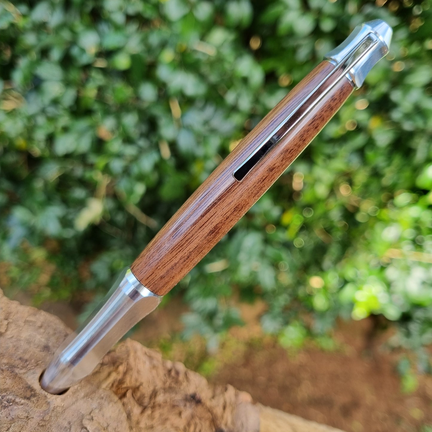 Black Walnut Bishop Twist Pen Aluminum Trim