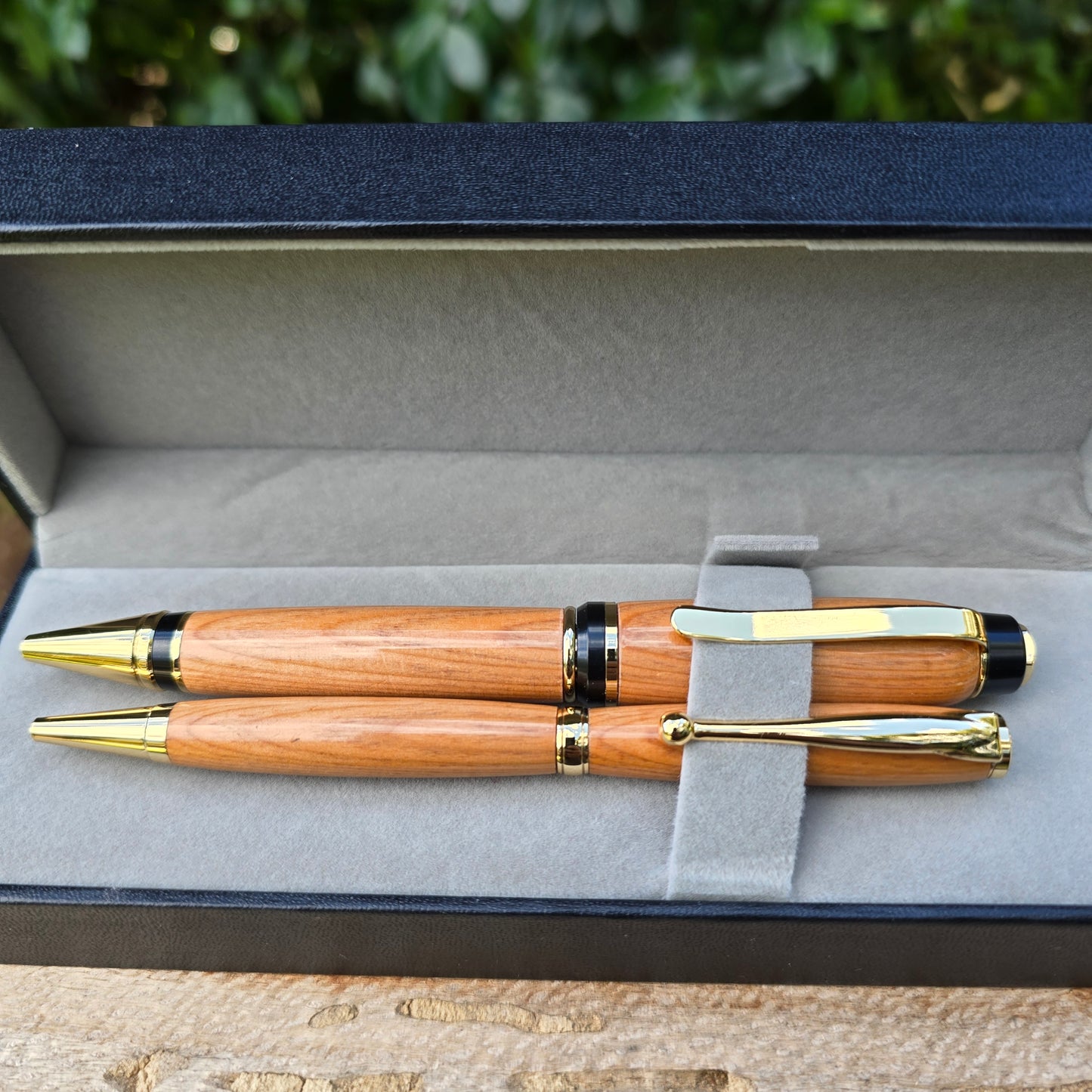 King Billy (Rare Timber) Cuban and Slimline Pen Set with Gold Trim