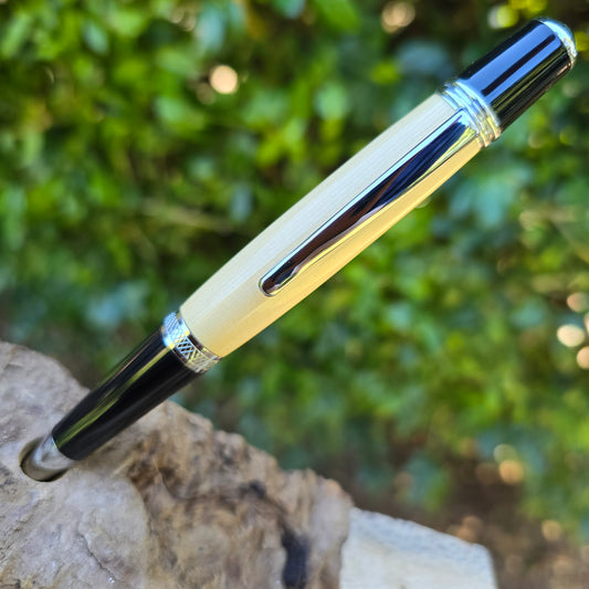 Huon Pine Sierra Twist Pen with Silver Trim