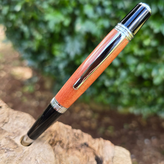 Tasmanian Myrtle Sierra Twist Pen with Silver Trim