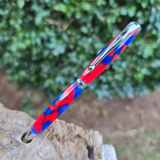 Acrylic Slimline Twist Pen - Blue/Red