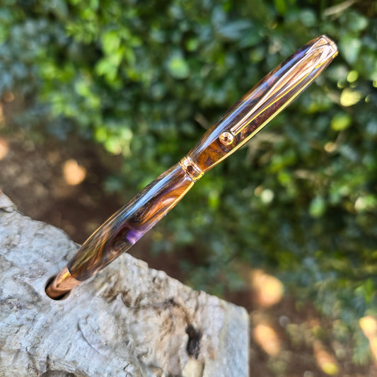 Epoxy Resin Slimline Twist Pen with Copper Trim