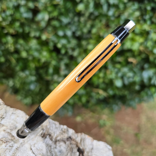 Huon Pine Ashton Click Style Pen with Etched Metal Trim