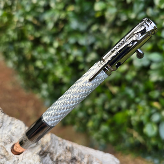 Silver Carbon Fiber Ned Kelly Style Pen