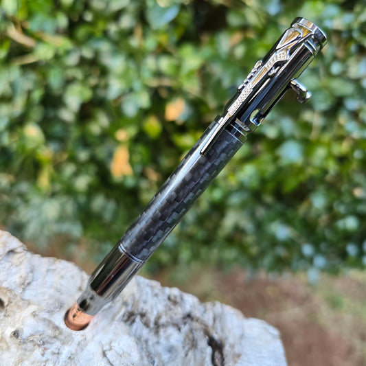 Black Carbon Fiber Ned Kelly Style Pen