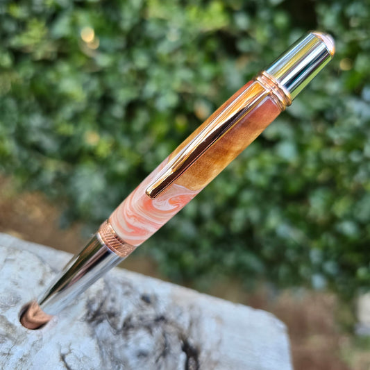 Hybrid Epoxy Sierra Twist Pen with Silver/Copper Trim