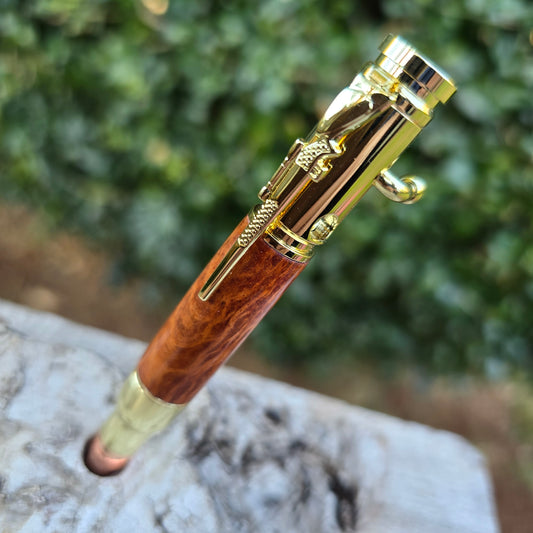MINI Lace Sheoak Ned Kelly Style Pen with Gold Trim