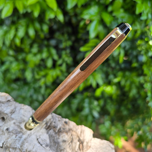 Black Walnut Havana Twist Style Pen with Gold Trim
