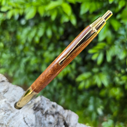 Sapele Devin Click Pen with Gold Trim