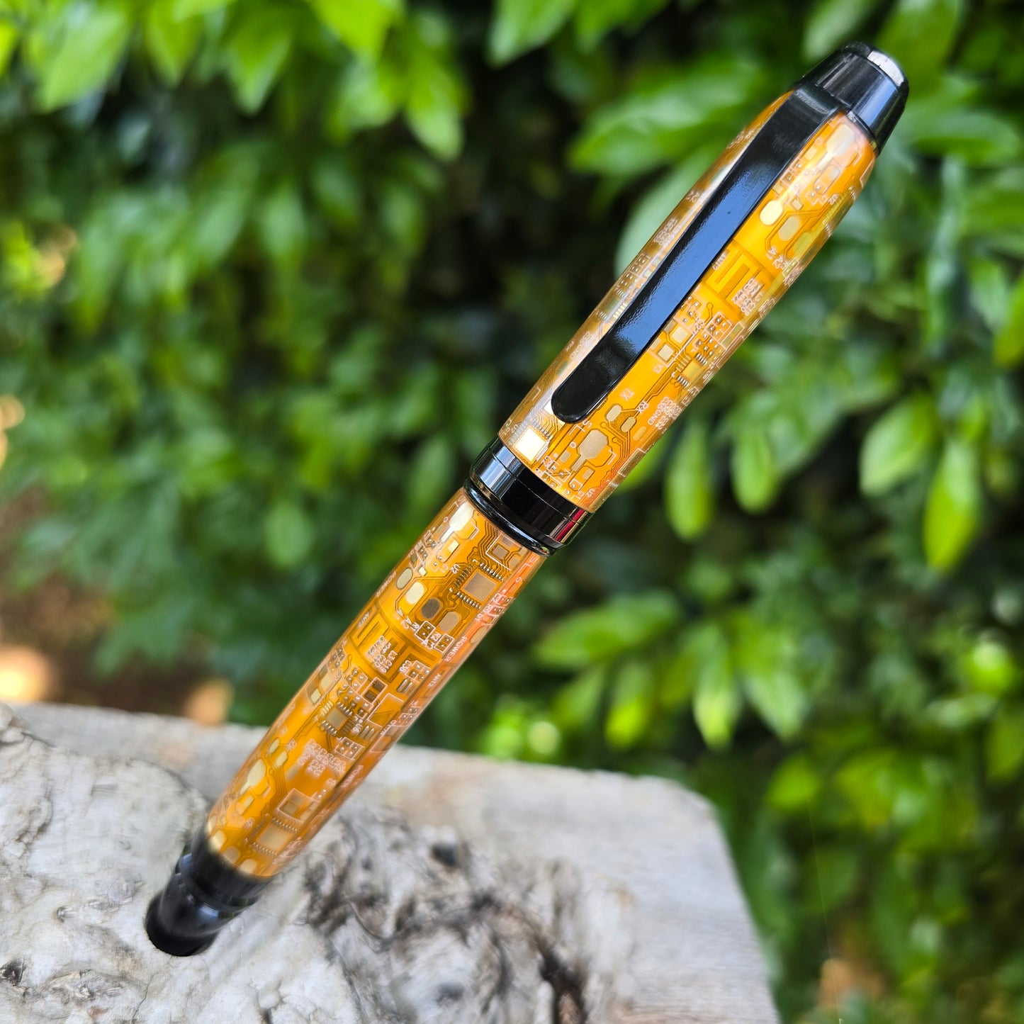 Computer Circuit Board Cuban Twist Style Pen with Black Trim