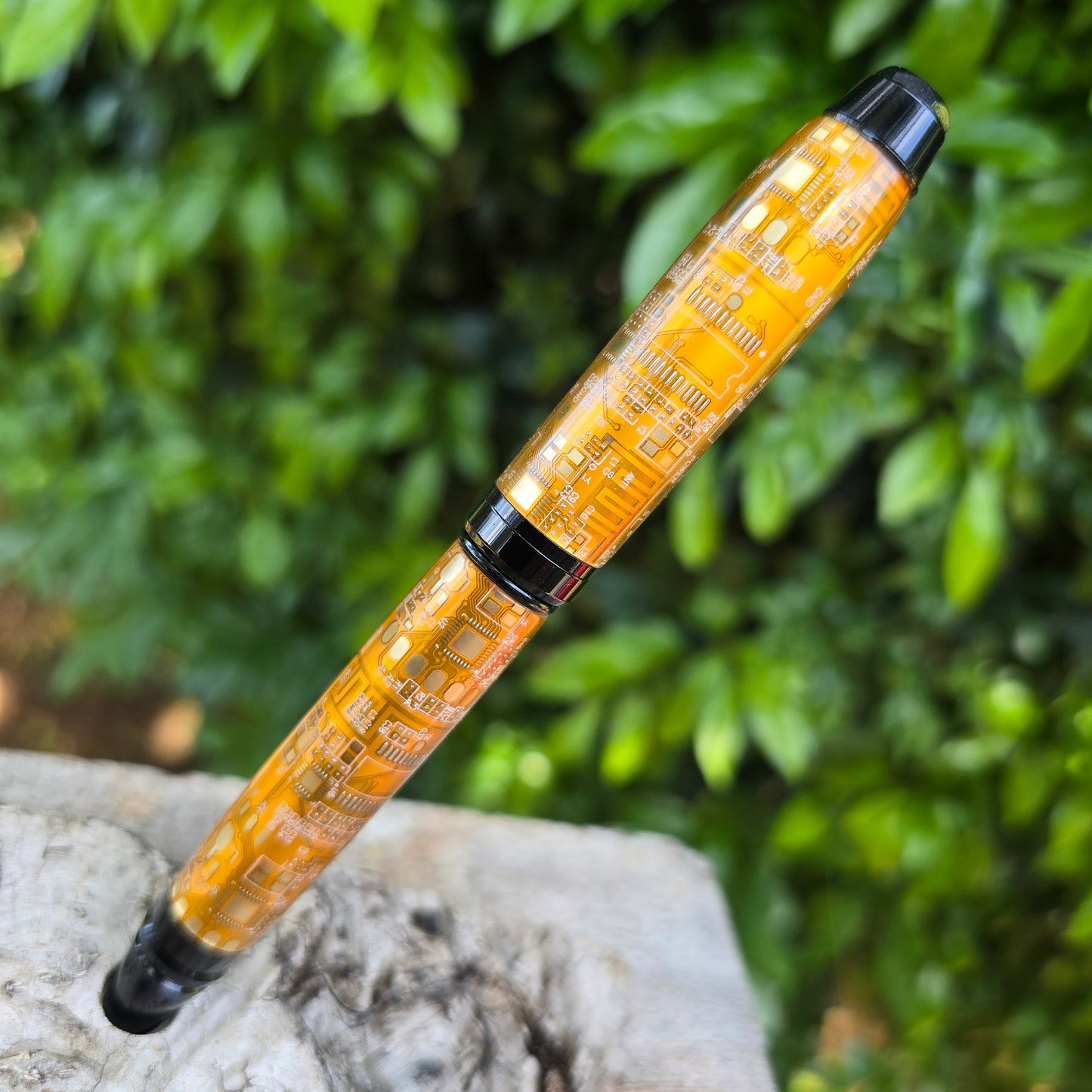 Computer Circuit Board Cuban Twist Style Pen with Black Trim