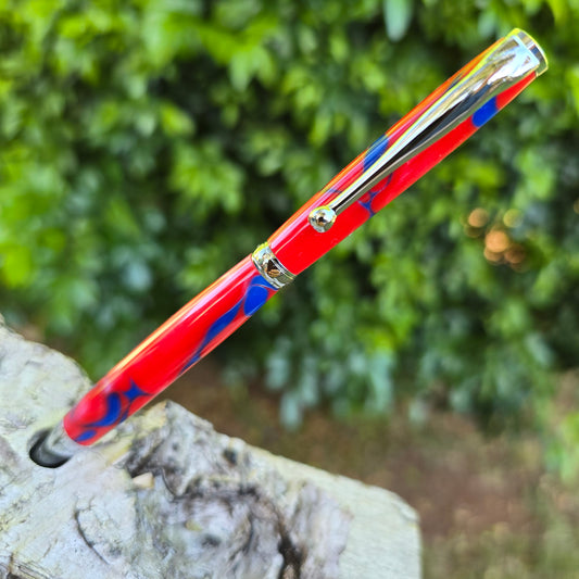 Acrylic Slimline Twist Pen with Silver Trim