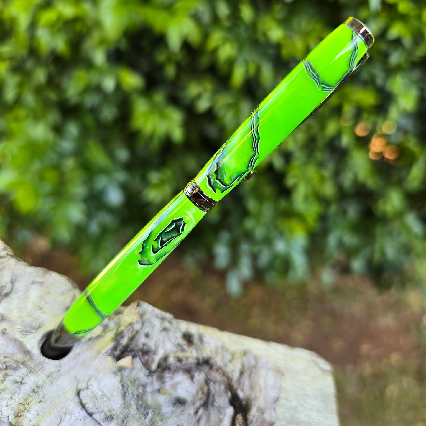 Acrylic Slimline Twist Pen with Etched Metal Trim