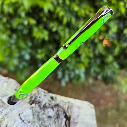 Acrylic Slimline Twist Pen with Etched Metal Trim