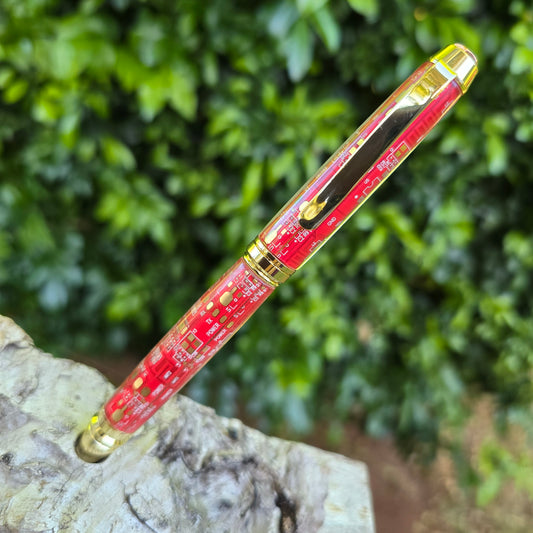 Computer Circuit Board Cohiba Twist Style Pen with Gold Trim