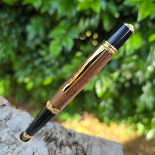 Black Walnut Sierra Style Twist Pen with Gold Trim