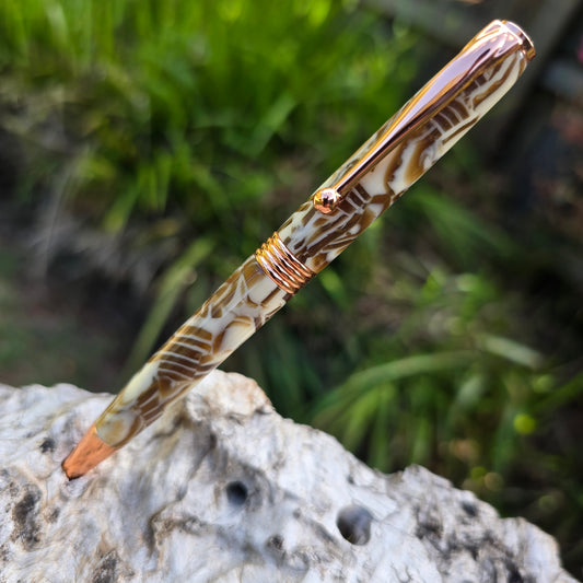Acrylic Resin Broadline Twist Pen with Copper Trim