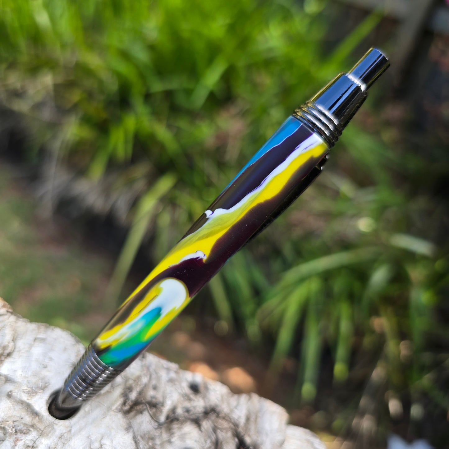 Polyurethane Levi Click Style Pen with Etched Metal Trim