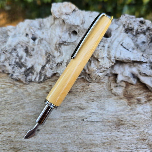 Huon Pine Lottery Scratch Ticket Scraper with Silver Trim