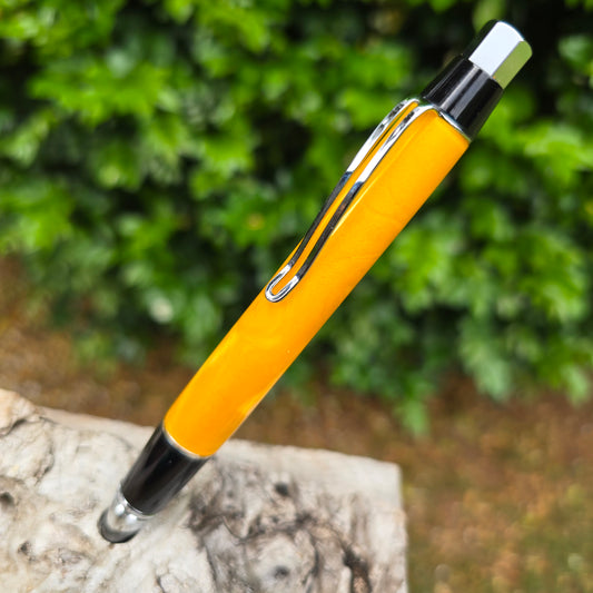 Yellow Acrylic Ashton Click Style Pen with Black/Silver Trim