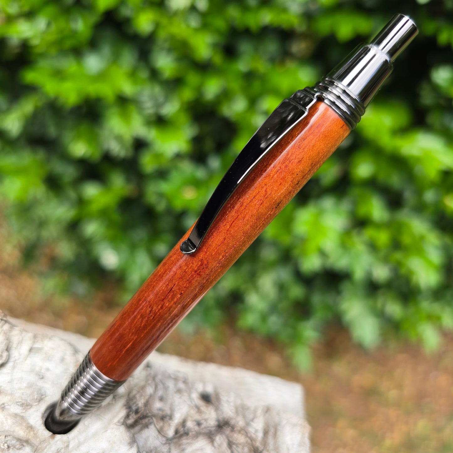 Red Cedar Levi Click Style Pen with Etched Metal Trim