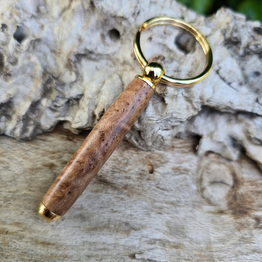 York Gum Burl Key Charm with Gold Trim