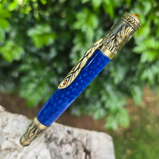 Acrylic Dragon Scale Phoenix Rising Style Twist Pen with Gold Trim