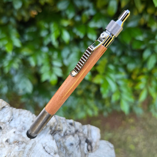 Pōhutukawa Anvil Click Style Pen with Etched Metal Trim