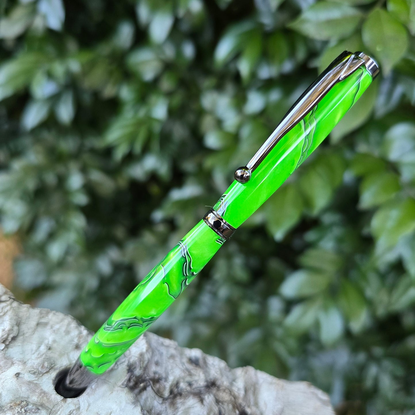 Acrylic Slimline Twist Pen with Etched Metal Trim