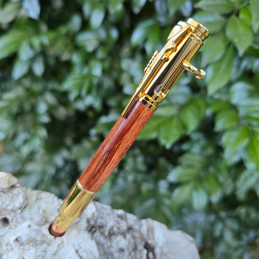Brazilian Rosewood Ned Kelly Style Pen with Gold Trim