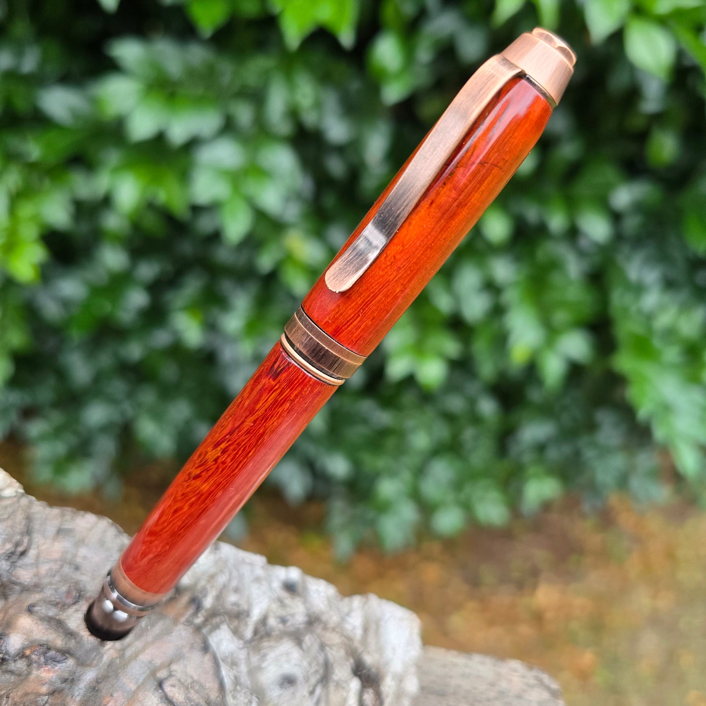 African Padauk Cuban Twist Style Pen with Brass Trim