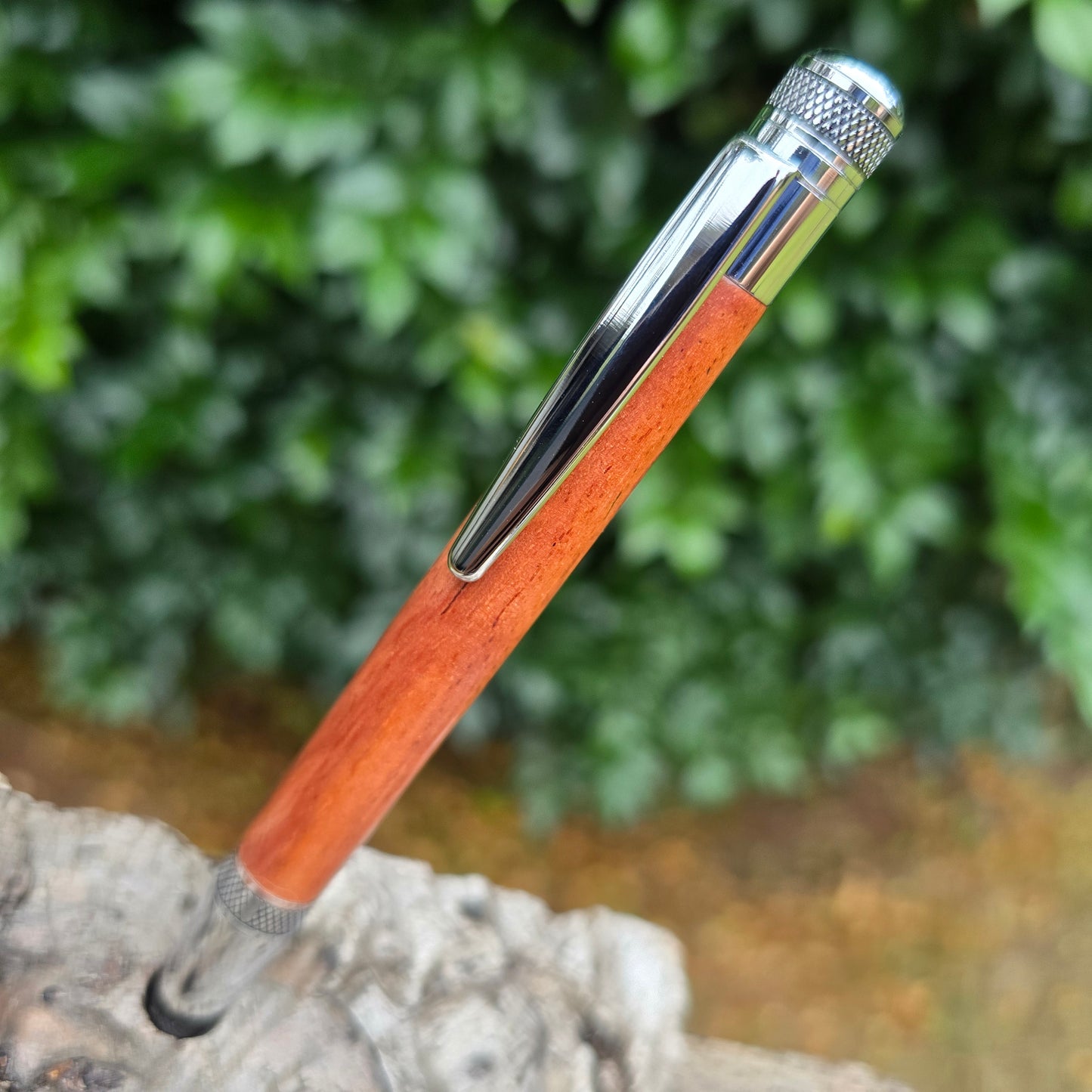 Redgum Cortona Twist Style Pen with Silver Trim