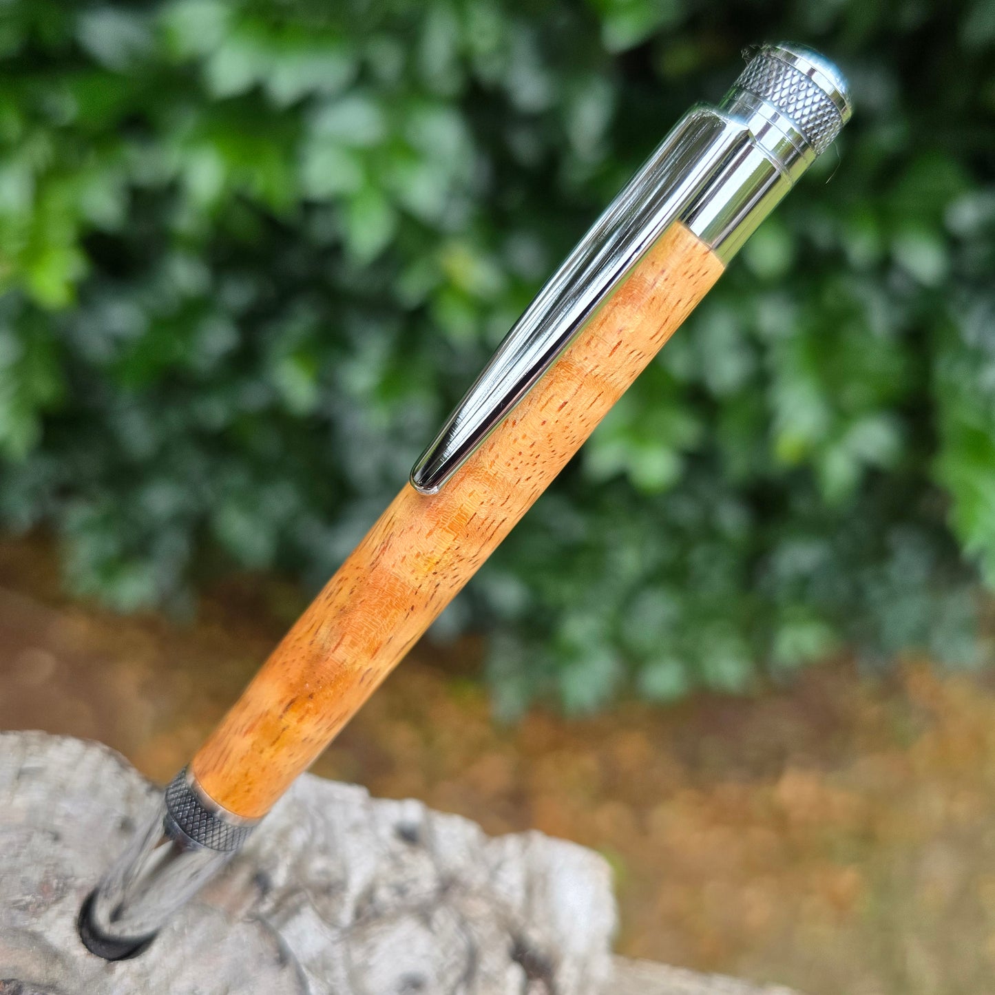 Mango Wood Cortona Twist Style Pen with Silver Trim